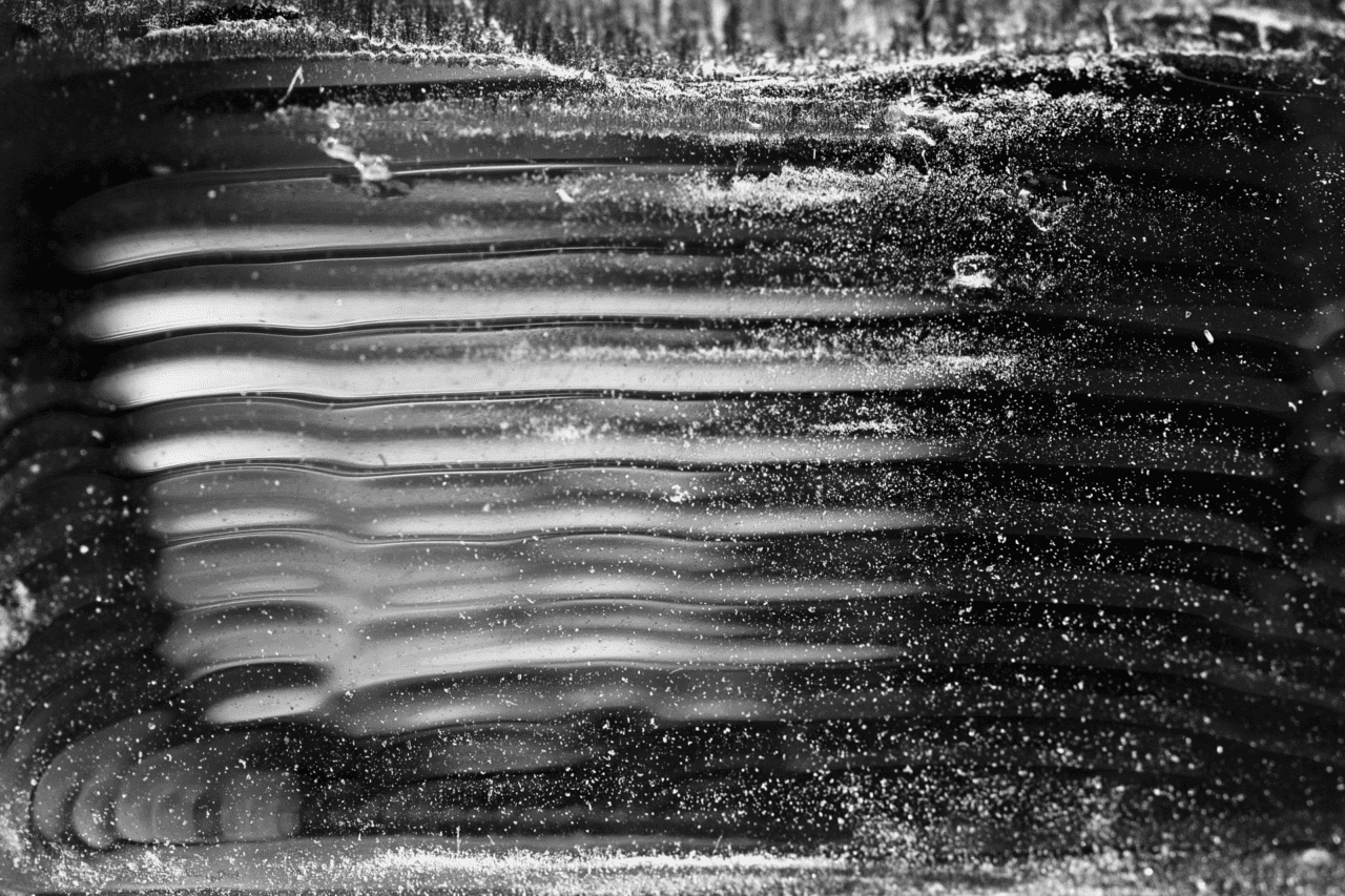 black and white image of rosin